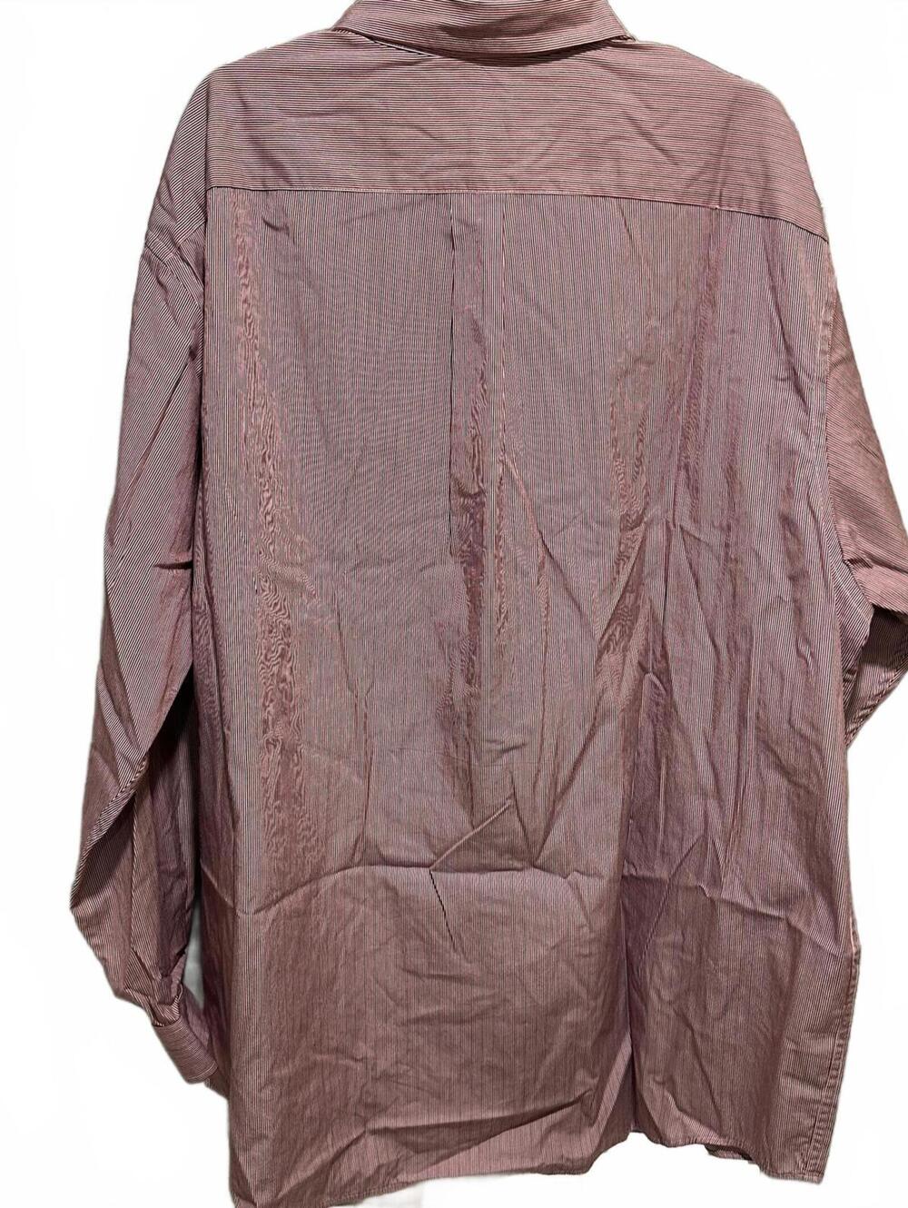Roundtree & Yorke Men's  Button-Down Long Sleeve Burgundy Stripe Shirt - 3XT - Picture 3 of 7